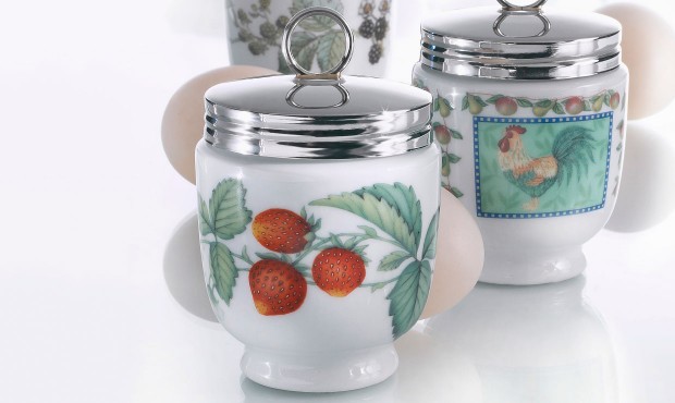 The DRH Egg Coddler With White Stripes is Used As an Egg Cooker and is an Easy Way To Cook Eggs The DRH Egg Coddler With White Stripes is Used As an Egg Cooker and is an Easy Way To Cook Eggs