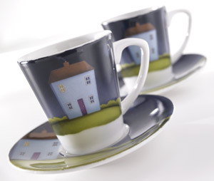 Two Conical Cups and Saucers set – Paul Horton